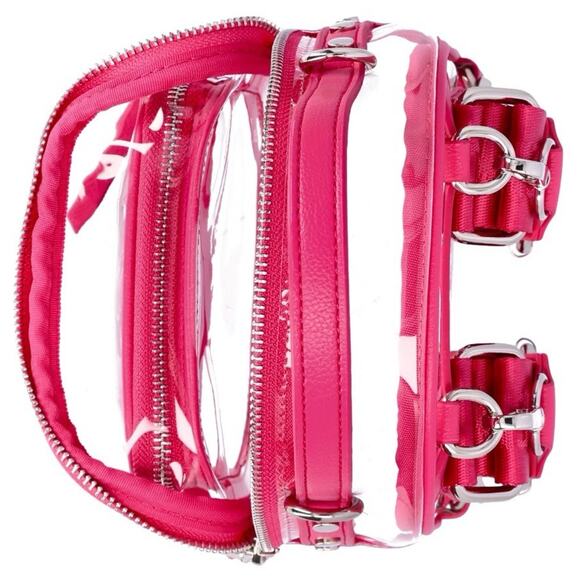 Steve Madden NYC Convertible Mini Backpack Crossbody Clear/ Pink Fuchsia - Picture 4 of 5